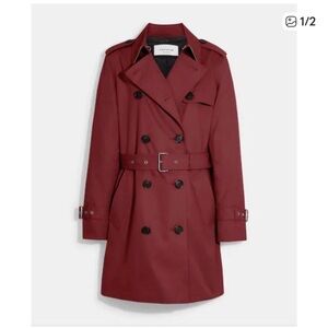 Coach Burgundy Double-Breasted Coat